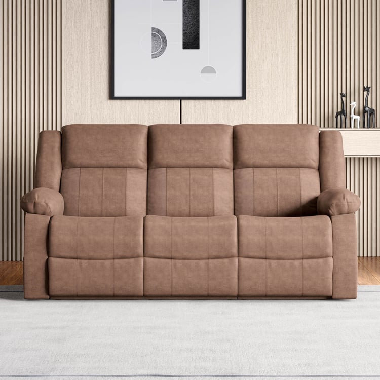 Denver Fabric 3-Seater Sectional Recliner Set - Brown