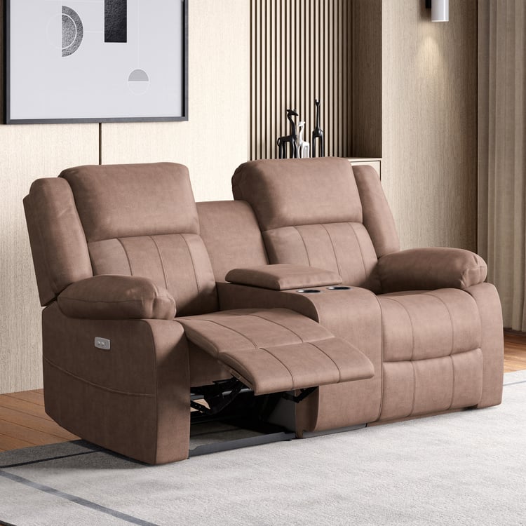 Denver Fabric 2-Seater Electric Recliner Set - Brown
