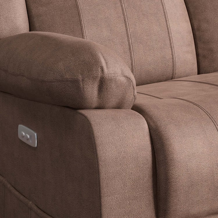 Denver Fabric 3-Seater Electric Recliner Set - Brown