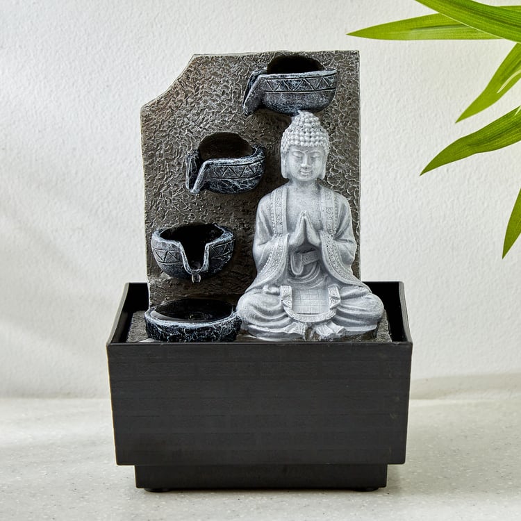 Alpine Carnival Polyresin Buddha Water Fountain - 12.7x12.3x18.2cm