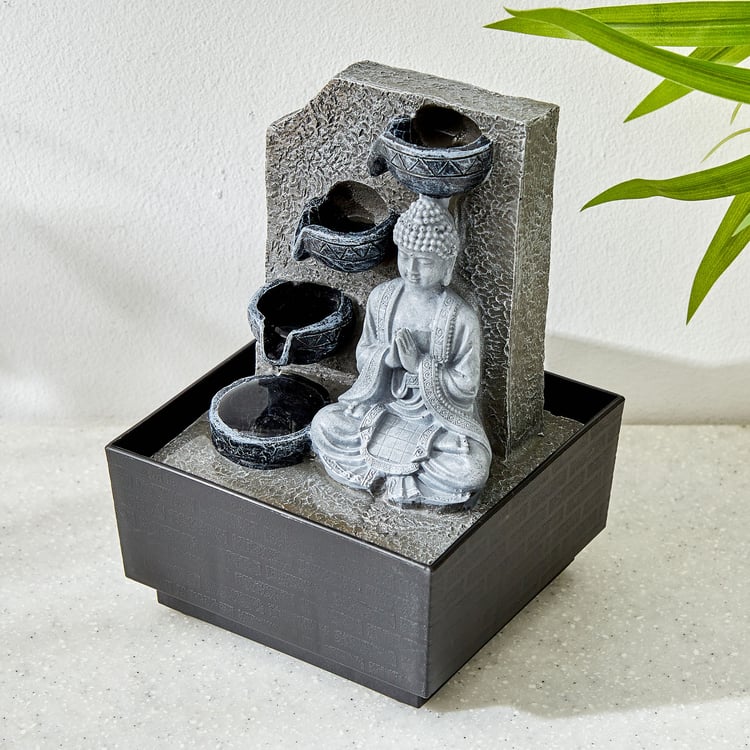 Alpine Carnival Polyresin Buddha Water Fountain - 12.7x12.3x18.2cm