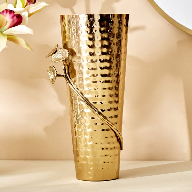 Splendid Gold Rush Metal Hammered Vase