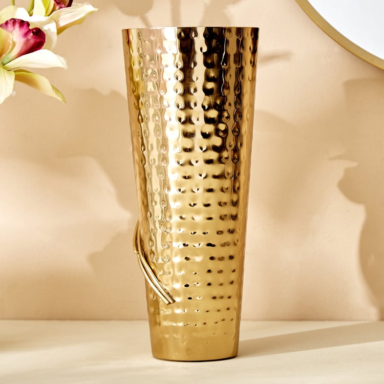 Splendid Gold Rush Metal Hammered Vase