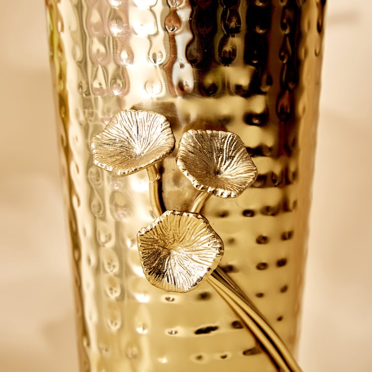 Splendid Gold Rush Metal Hammered Vase