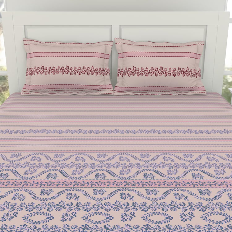 SPACES Gypsy Cotton144TC Printed 3Pcs Queen Bedsheet Set