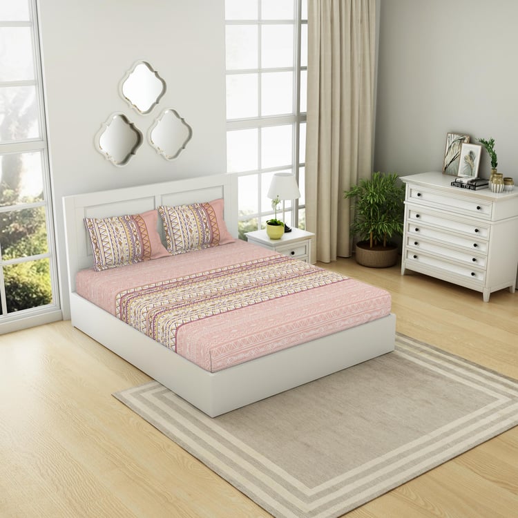 SPACES Gypsy 144TC Cotton Printed 3Pcs King Bedsheet Set