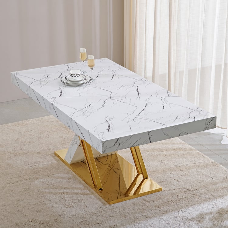 Massimo Metal 6-Seater Dining Table - White