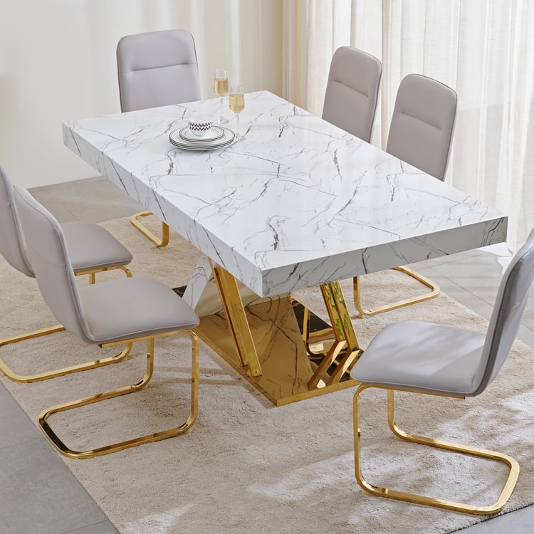 Massimo Metal 6-Seater Dining Table - White