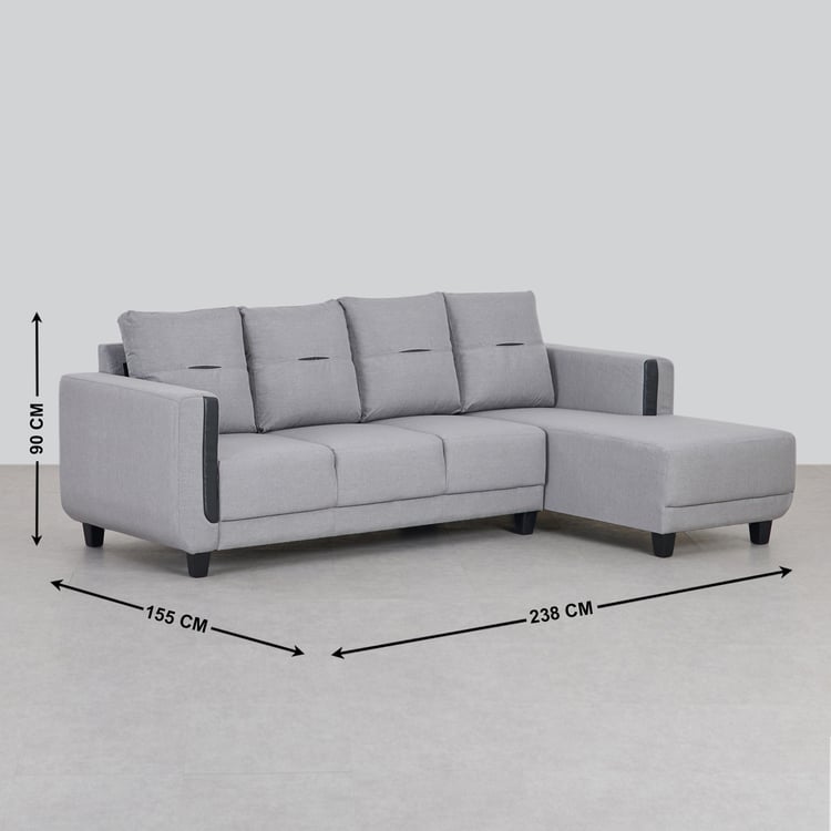 Berry Fabric 3-Seater Right Corner Sofa with Chaise - Grey