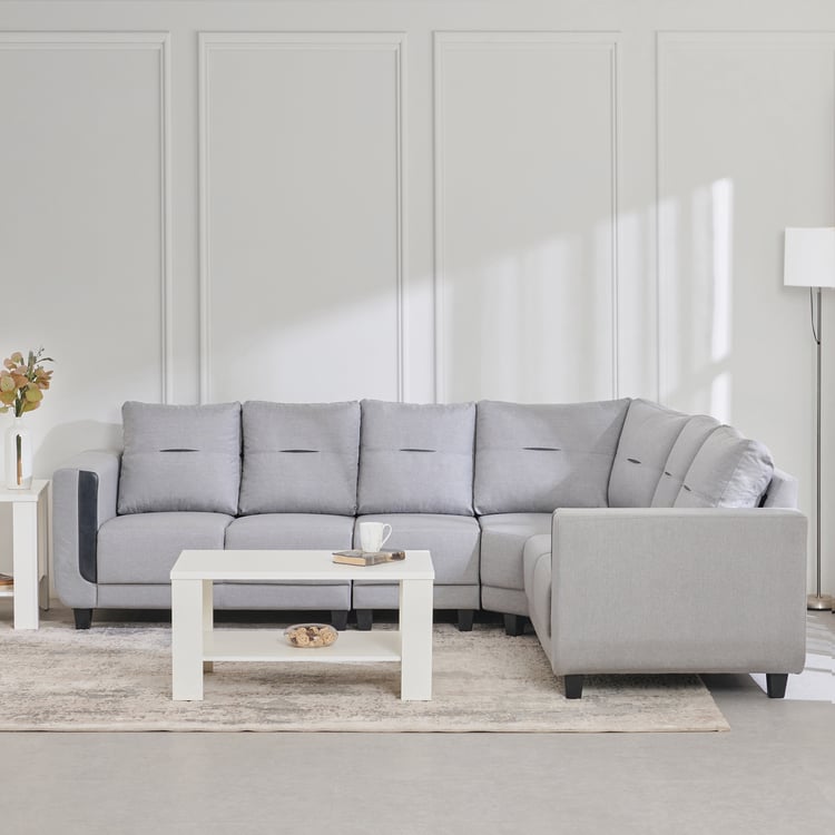 Berry Fabric 6-Seater Corner Sofa - Grey