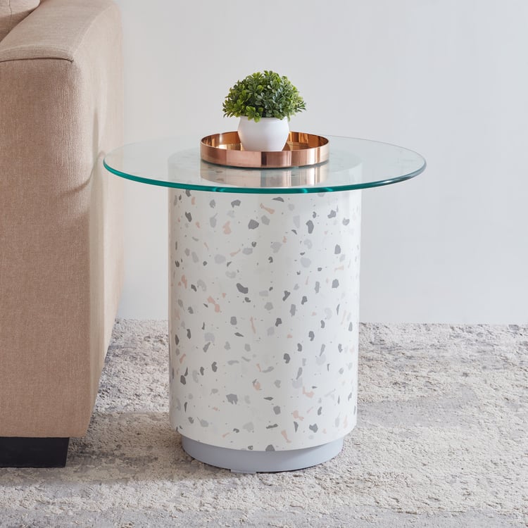 Terraroza Tempered Glass Top End Table - Grey