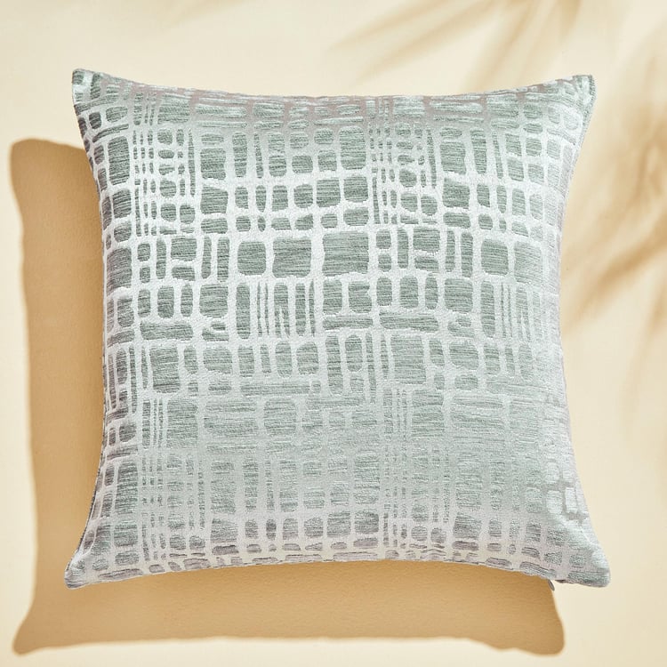 Calamus Grid Set of 2 Velvet Jacquard Cushion Covers - 40x40cm