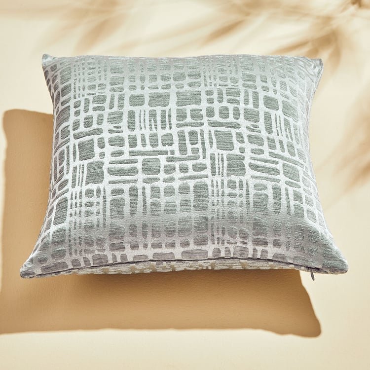 Calamus Grid Set of 2 Velvet Jacquard Cushion Covers - 40x40cm