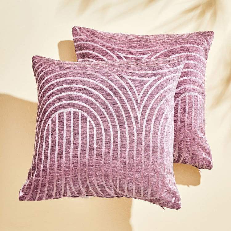 Calamus Waves Set of 2 Velvet Jacquard Cushion Covers - 40x40cm