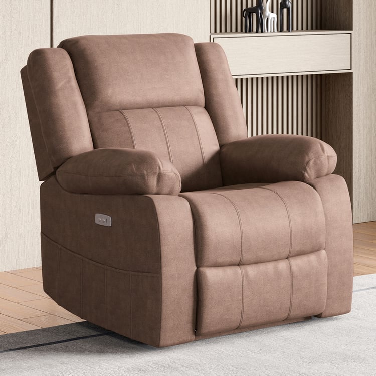 Denver Fabric 1-Seater Glider Electric Recliner - Brown