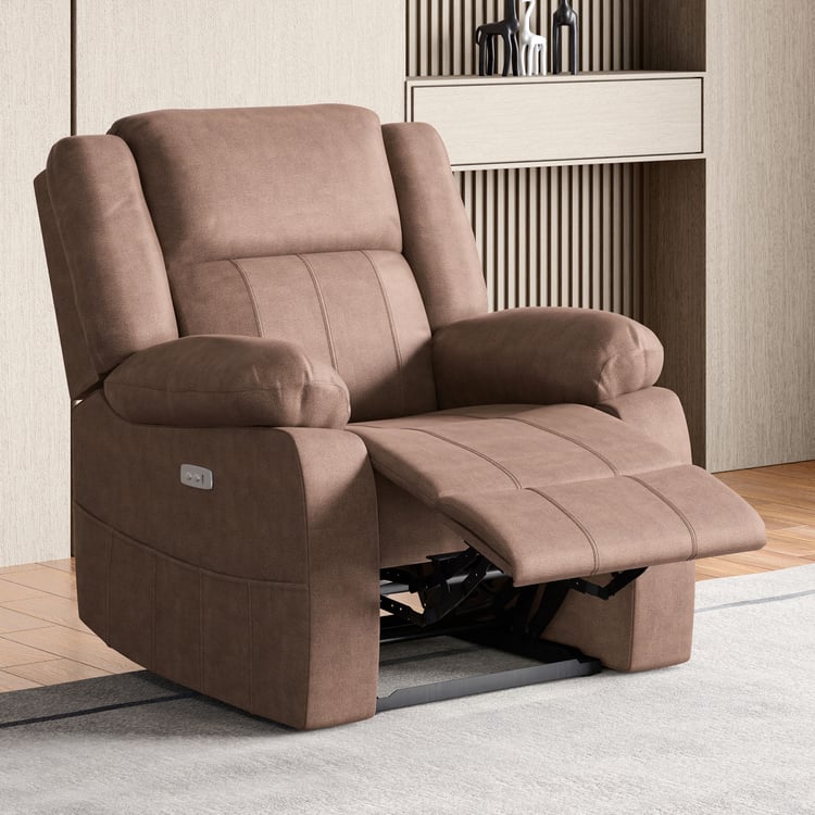 Denver Fabric 1-Seater Glider Electric Recliner - Brown