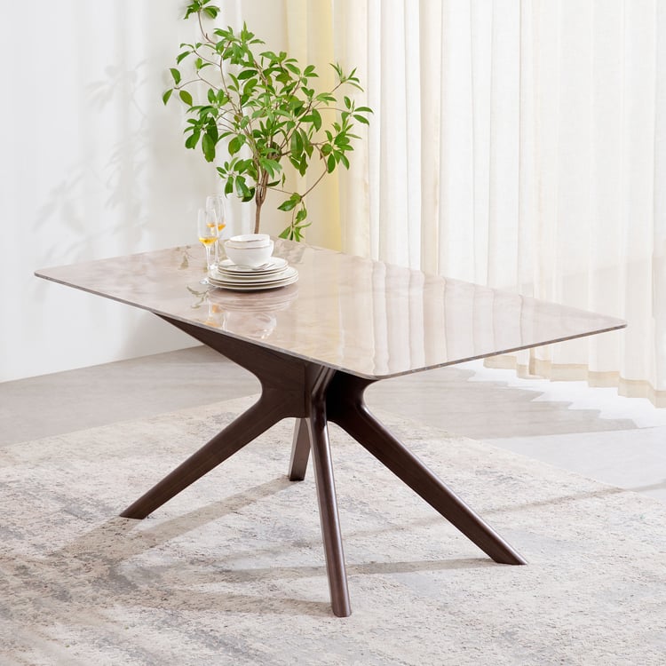 Dune Ceramic Top 6-Seater Dining Table - Amber