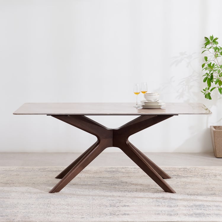 Dune Ceramic Top 6-Seater Dining Table - Amber