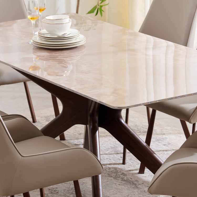 Dune Ceramic Top 6-Seater Dining Table - Amber