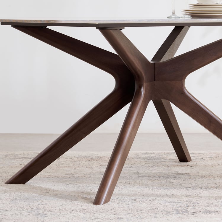 Dune Ceramic Top 6-Seater Dining Table - Amber