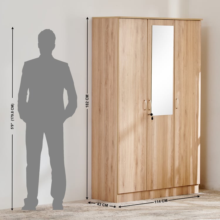 Helios Alton 3-Door Wardrobe with Mirror