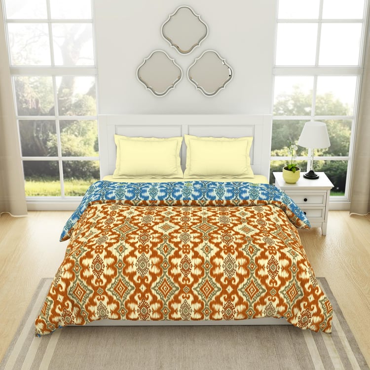 SPACES Ikkat Cotton Printed Double Quilt