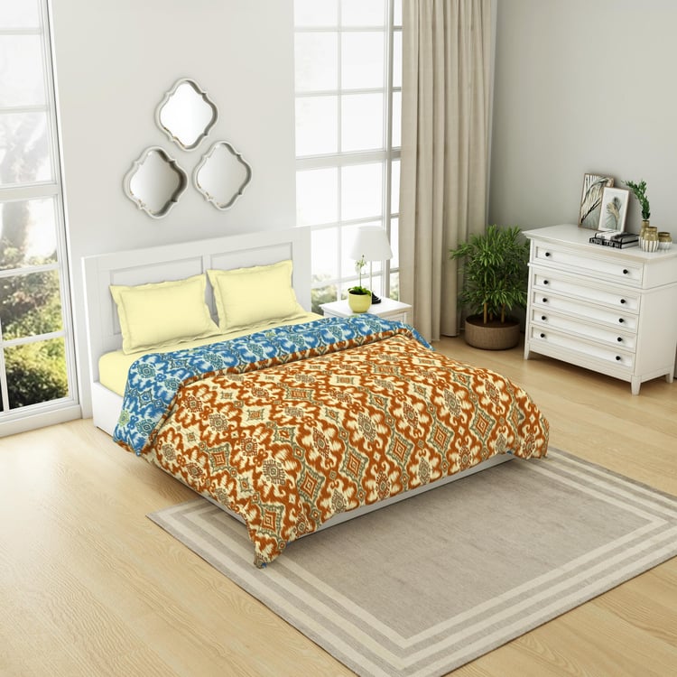 SPACES Ikkat Cotton Printed Double Quilt