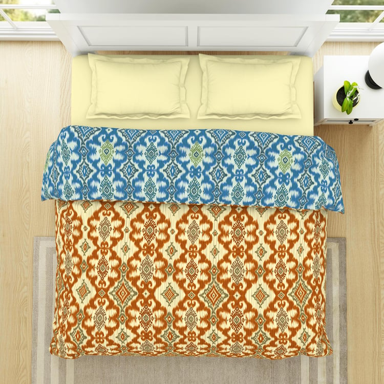 SPACES Ikkat Cotton Printed Double Quilt