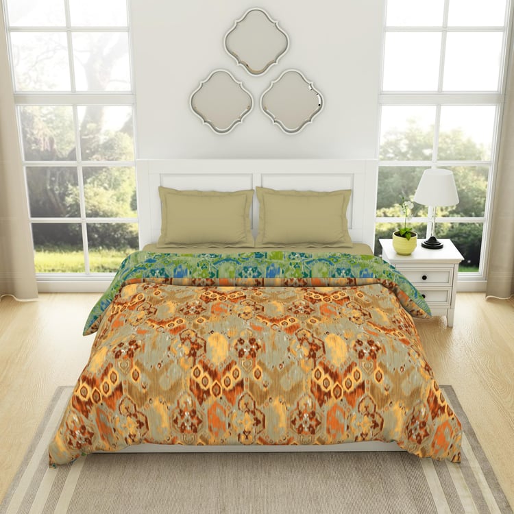 SPACES Ikkat Cotton Printed Double Quilt