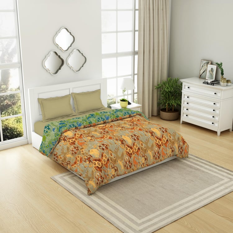 SPACES Ikkat Cotton Printed Double Quilt