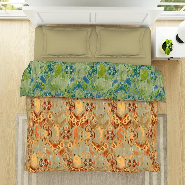 SPACES Ikkat Cotton Printed Double Quilt