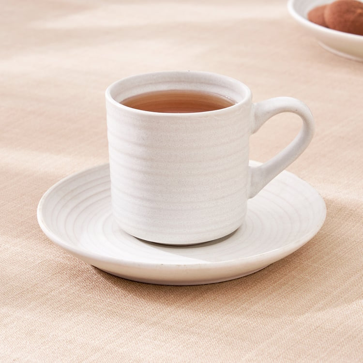 Natura Albus Stoneware Cup and Saucer - 210ml