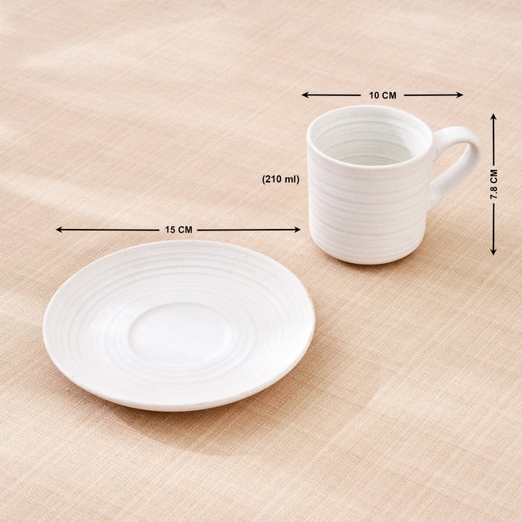 Natura Albus Stoneware Cup and Saucer - 210ml