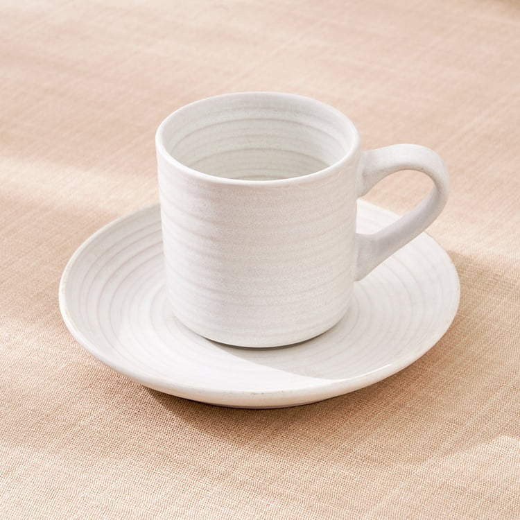 Natura Albus Stoneware Cup and Saucer - 210ml