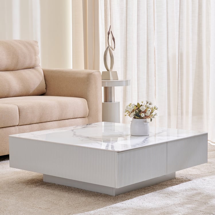 Alpine Ceramic Top Coffee Table - White