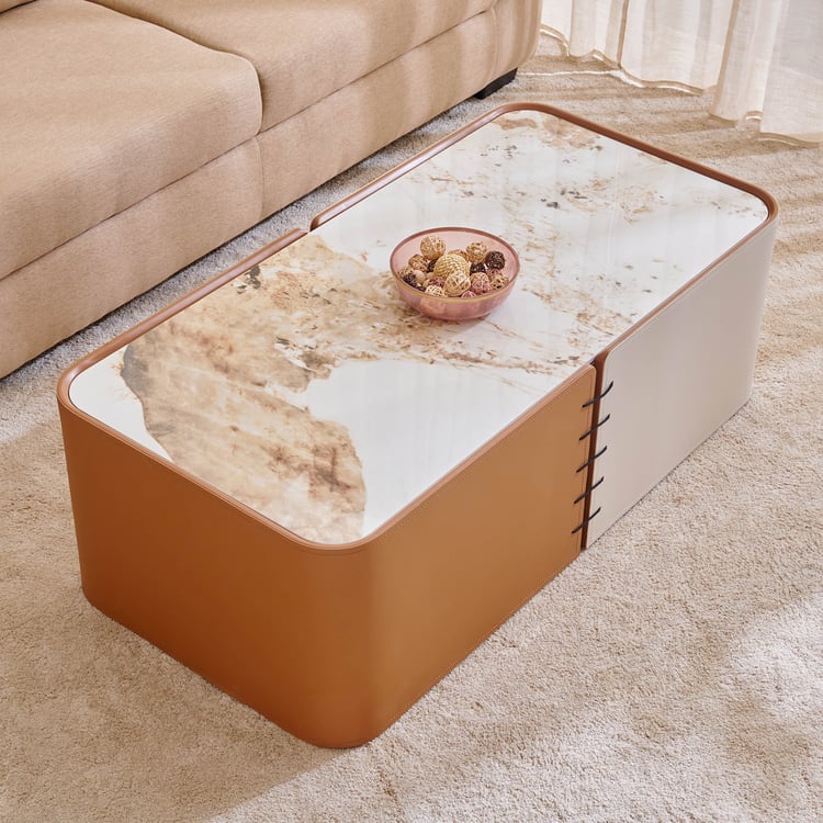 Mills Ceramic Top Coffee Table - Brown