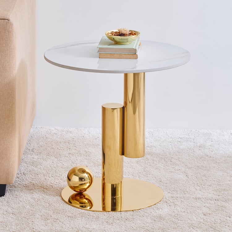 Stockholm Ceramic Top End Table - White