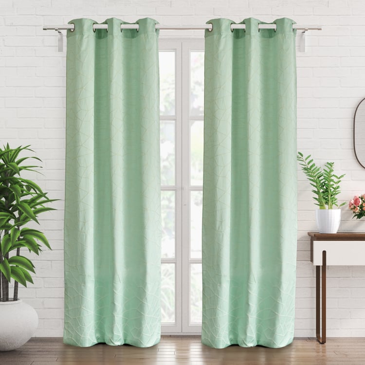 Jade Set of 2 Jacquard Light Filtering Door Curtains - 7ft