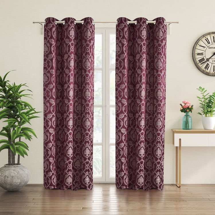 Jade Alfie Set of 2 Jacquard Light Filtering Door Curtains - 7ft