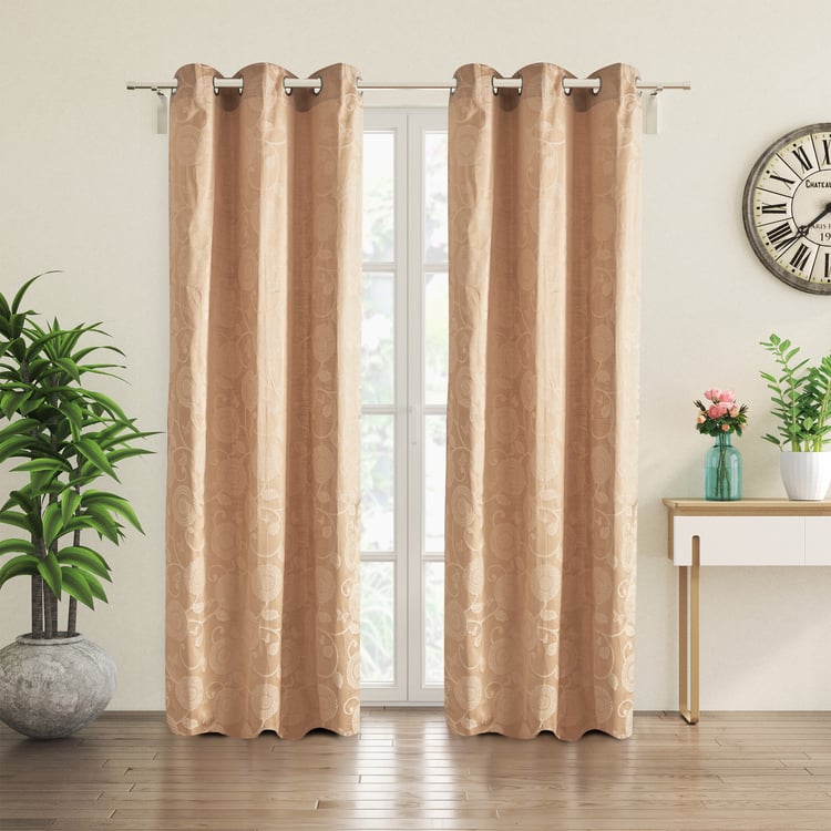 Jade Caria Set of 2 Jacquard Light Filtering Door Curtains - 7ft