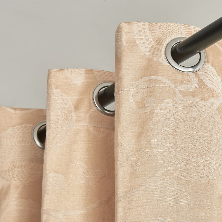 Jade Caria Set of 2 Jacquard Light Filtering Door Curtains - 7ft