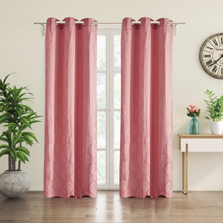 Jade Emily Set of 2 Jacquard Light Filtering Door Curtains - 7ft