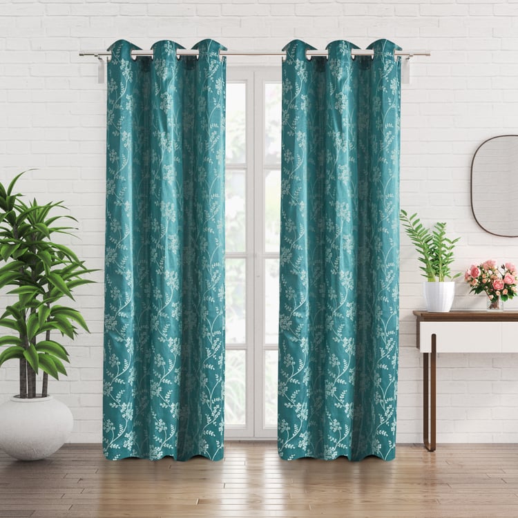 Jade Set of 2 Jacquard Light Filtering Door Curtains - 7ft