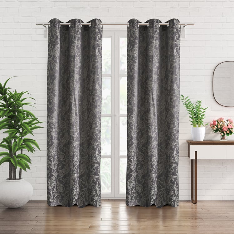 Jade Renvi Set of 2 Jacquard Light Filtering Door Curtains - 7ft