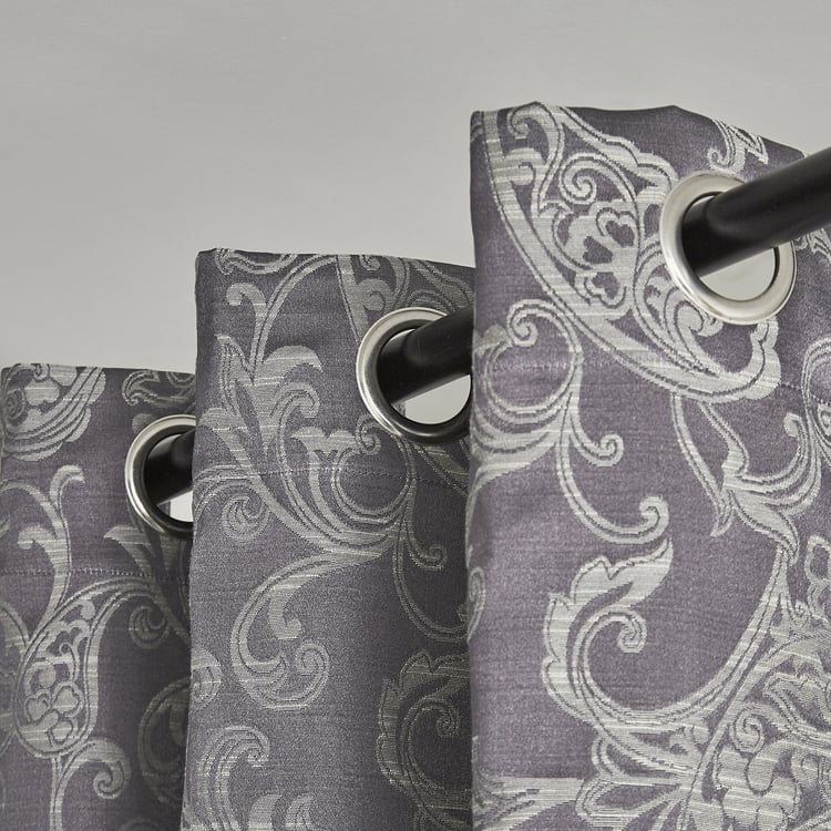 Jade Renvi Set of 2 Jacquard Light Filtering Door Curtains - 7ft