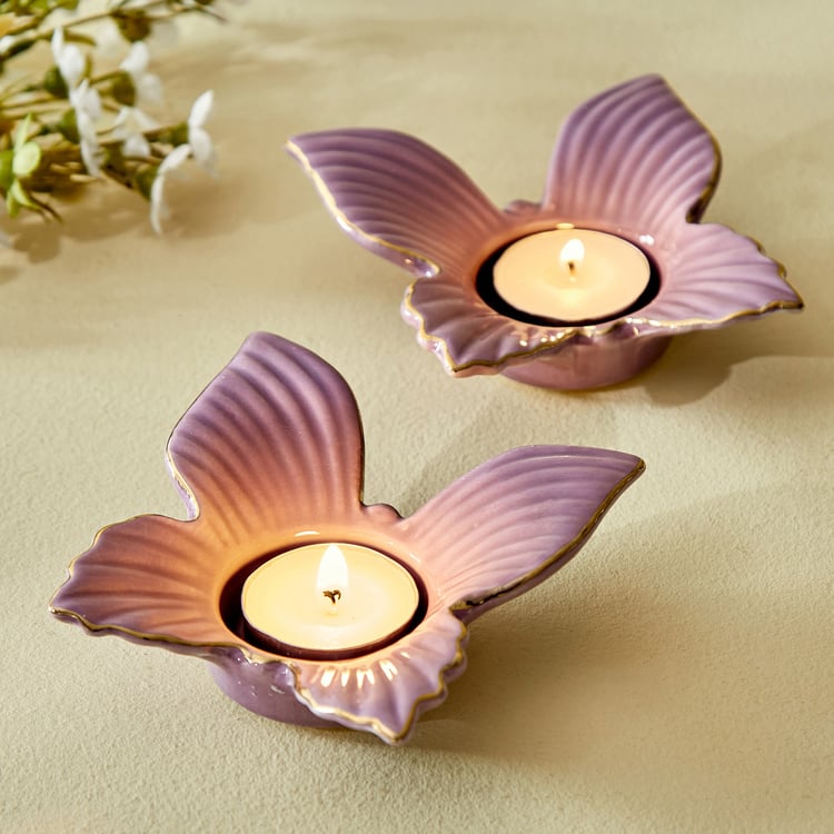 Bleam Butterfly Set of 2 Ceramic T-Light Holders