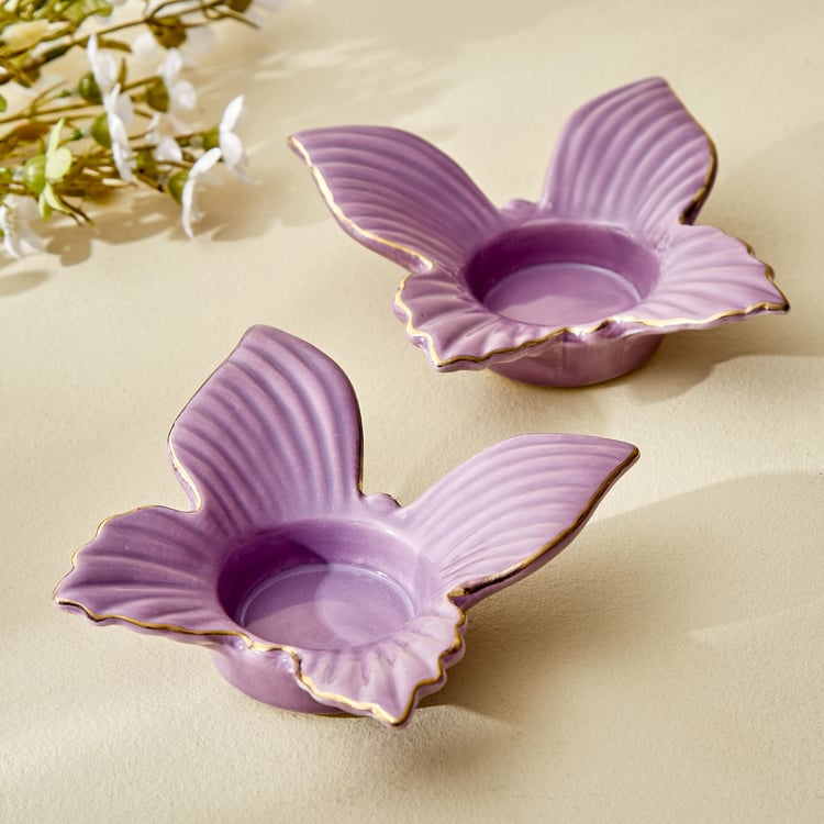 Bleam Butterfly Set of 2 Ceramic T-Light Holders