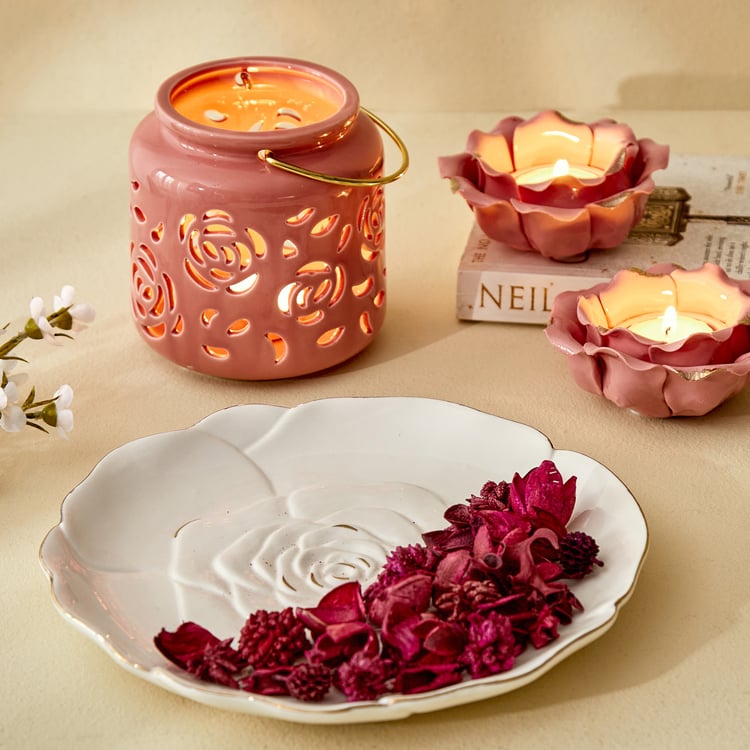 Bleam Rose Set of 2 Ceramic T-Light Holders