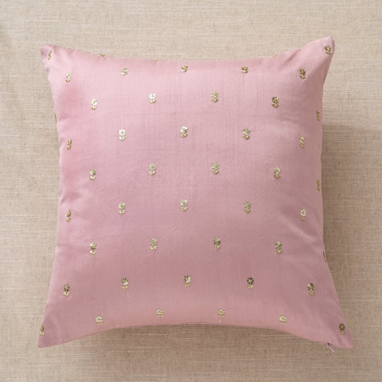 Velour Adorn Embroidered Cushion Cover - 40x40cm