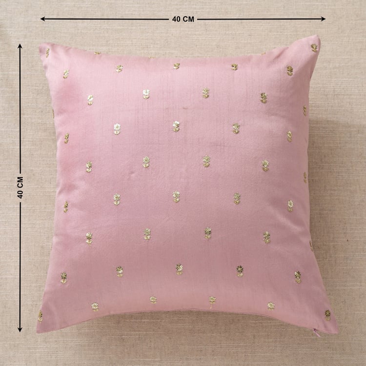 Velour Adorn Embroidered Cushion Cover - 40x40cm